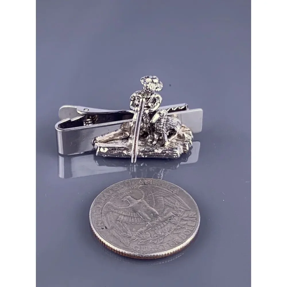 Hunter Shepherd Scout Dog Cufflinks Tie Clip Silver Tone Retriever Vintage